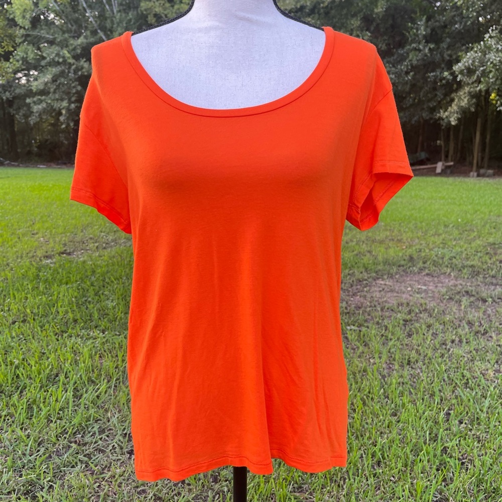 RALPH LAUREN SPORT ORANGE SMALL SILKY SHORT SLEEVE TOP SHIRT